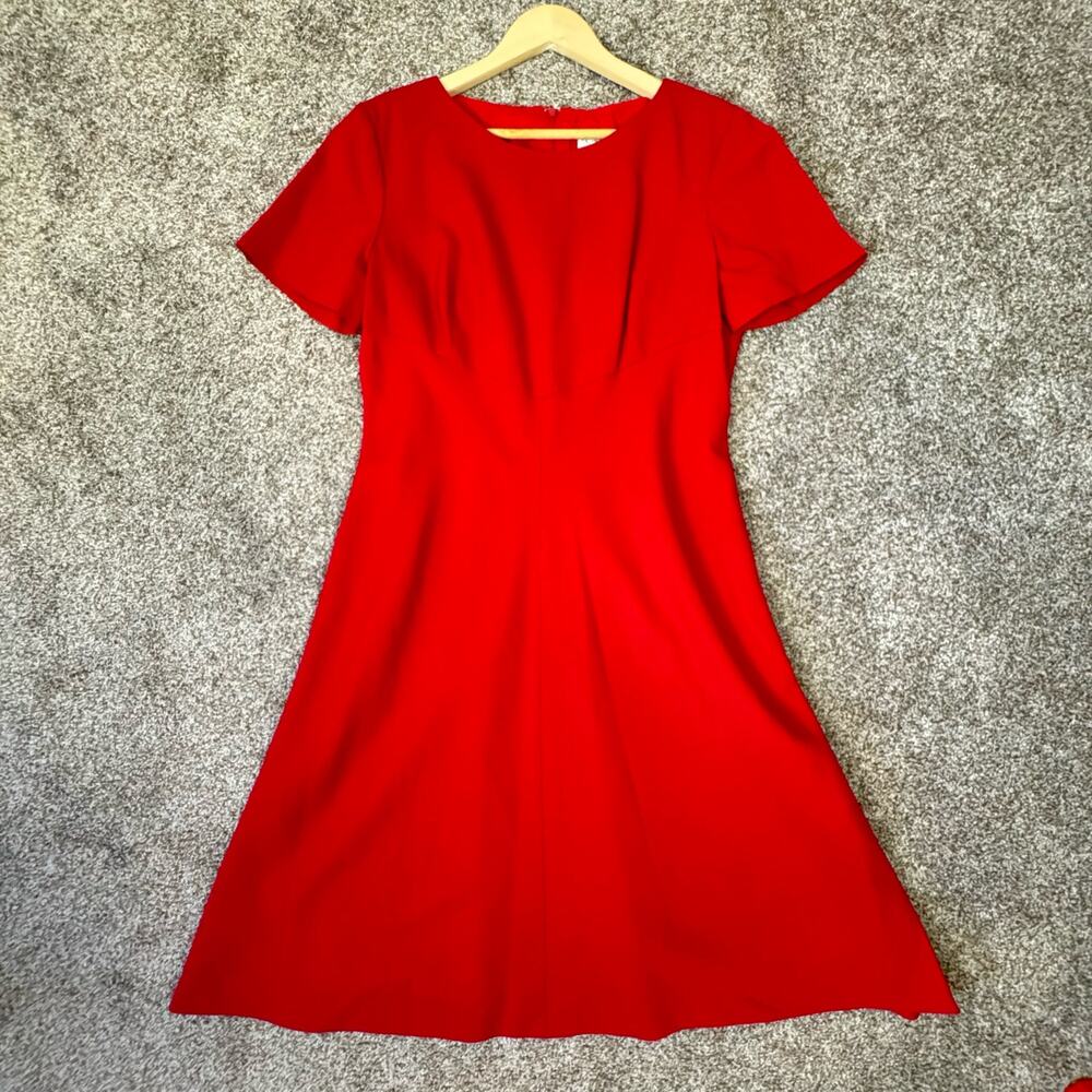 Austin Reed NWT Size 12 Women's Wool Cap Sleeve Red Dress Fully Lined.